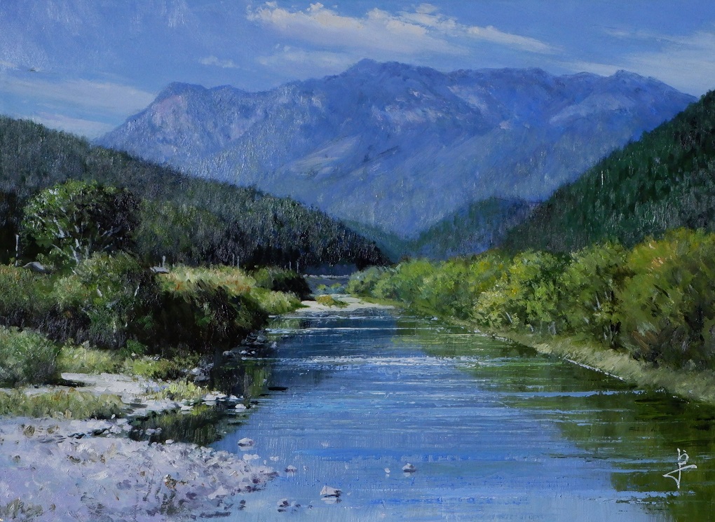 油彩画　アジサイ　長岡卓 Gallery Gen-so-ka 長岡卓『庭のチビッコたち（ワイド）』など